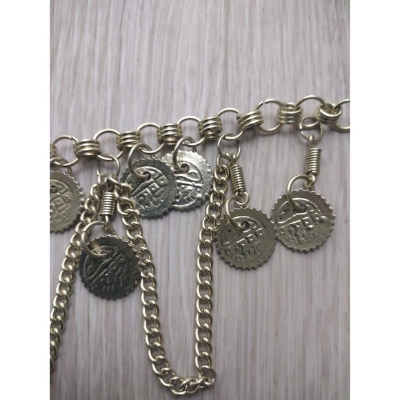 Bohemian Cha-Cha Gold Tone Chain/Coin Necklace - Fun - New - Picture 9 of 9